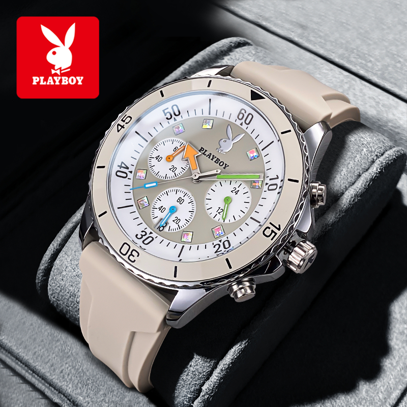 PLAYBOY นาฬิกา ผู้ชาย แฟชั่น watch 100% แท้ นาฬิกาข้อมือกันน้ำได้ แสงสว่าง เรียบ