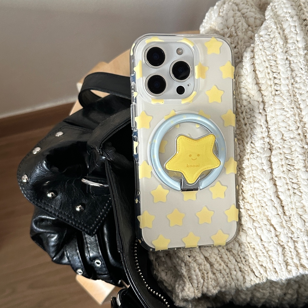 หรูหราไร้สายชาร์จ Star แม่เหล็กพับวงเล็บเคสโทรศัพท์สําหรับ iPhone 17 Air 16 15 13 14 Pro Max ครึ่งแพ็คป้องกันกันกระแทก 17promax ฝาครอบกันชน