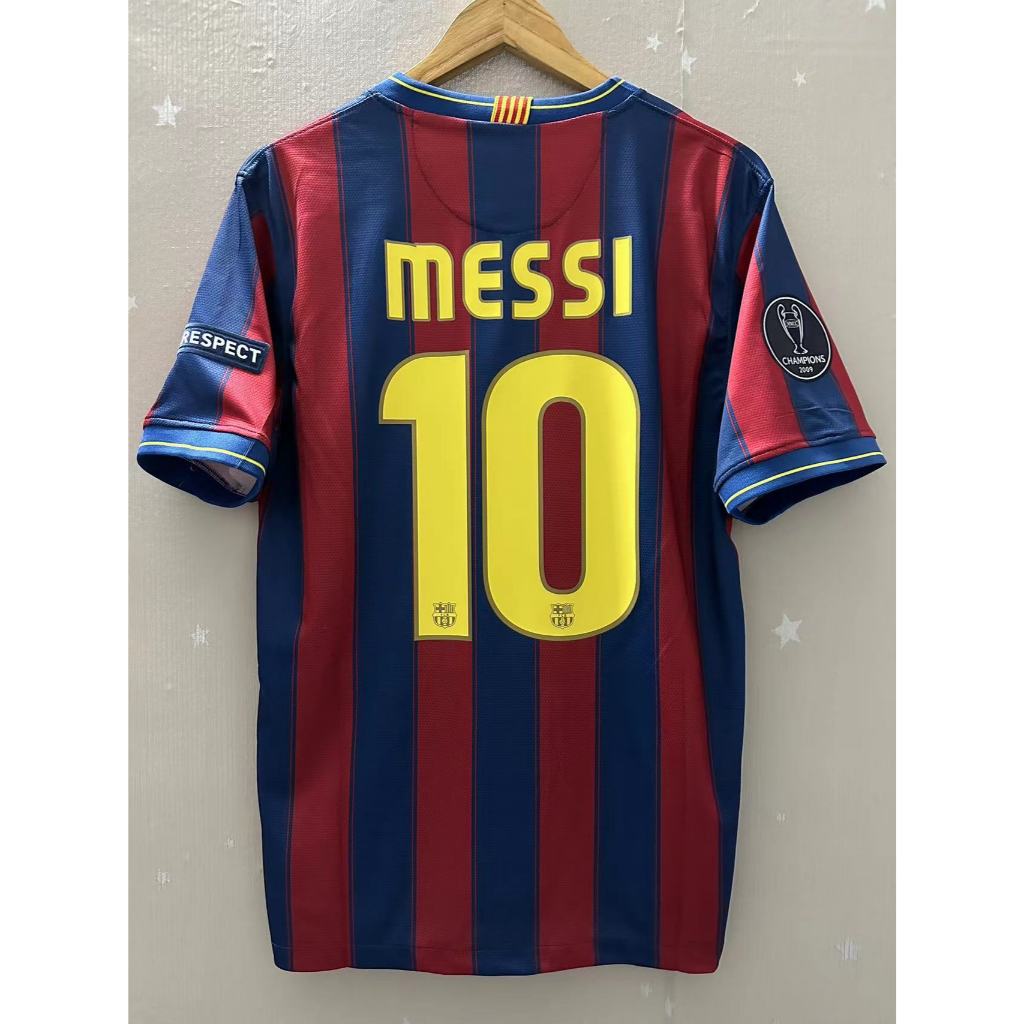 Barcelona Home 09-10 MESSI IBRAHIMOVIC คุณภาพสูง Retro Soccer Jersey เสื้อยืดที่กําหนดเองเสื้อฟุตบอล
