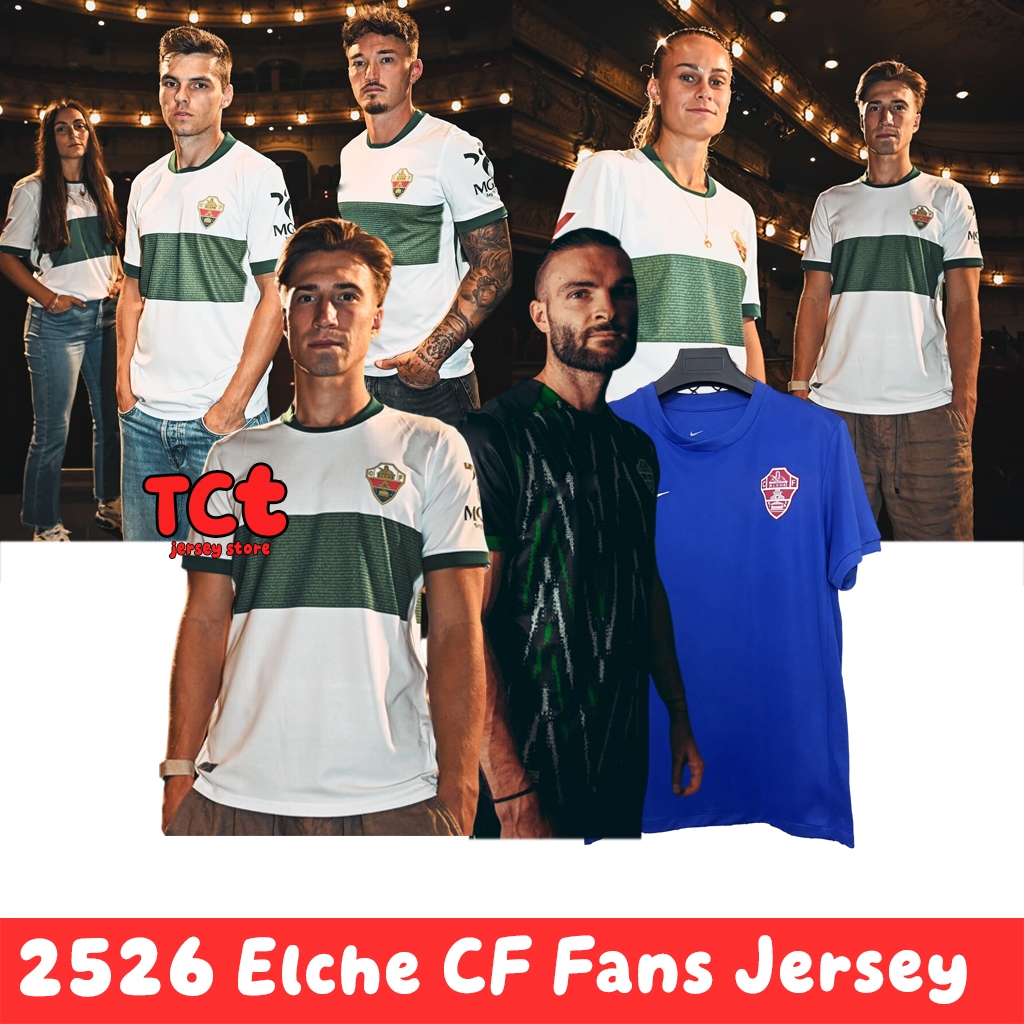 Elche CF 25/26 home away Third Top Quality แฟนรุ่นเสื้อฟุตบอลฟุตบอล S-4XL เสื้อกีฬาผู้ชาย