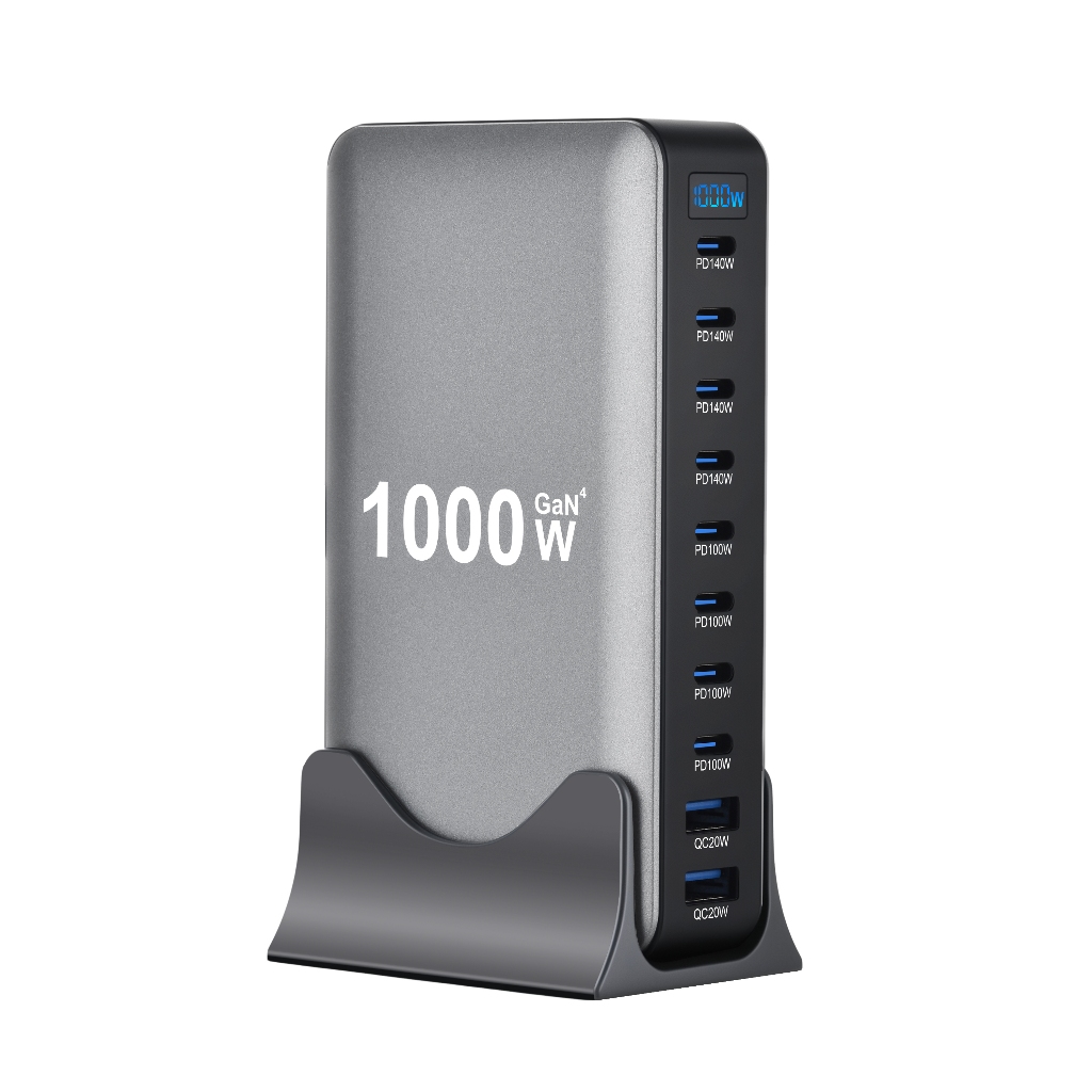 GaN แท่นชาร์จตั้งโต๊ะพร้อมพอร์ตเอาต์พุตหลายพอร์ต,810W/880W/950W/1000W