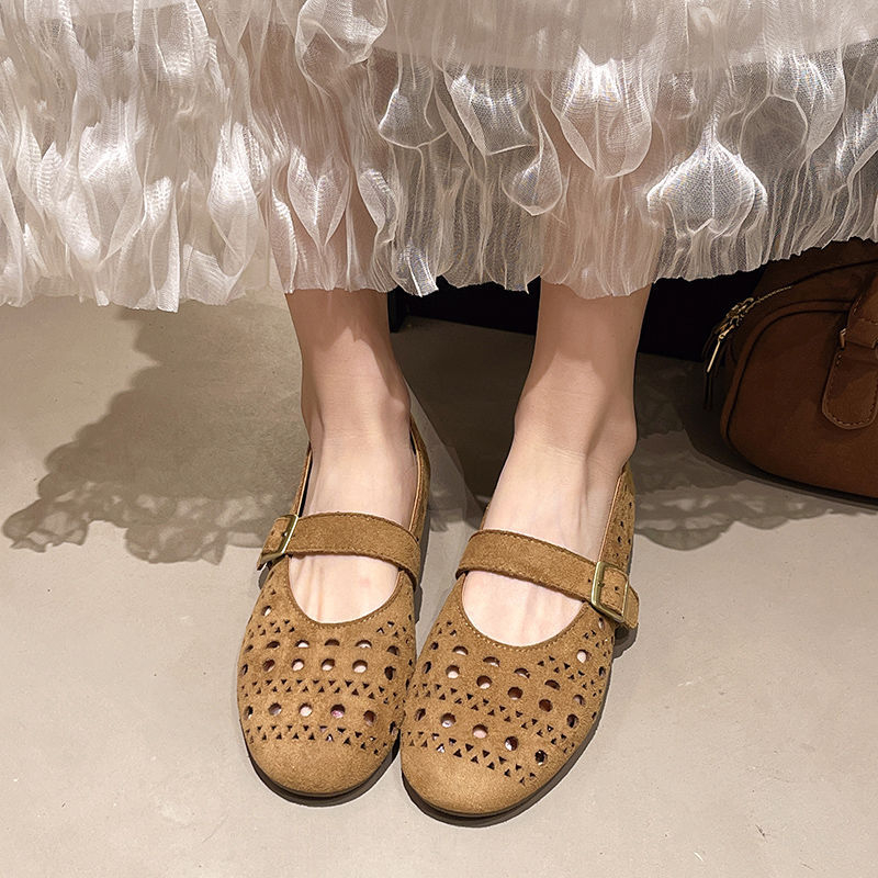 รองเท้าแมรี่เจนสตรี ส้นเป็นโฟมเบาและยืดหยุ่น รองเท้าแตะบัลเล่ต์แบบแบนระบายอากาศ พื้นนุ่ม เหมาะสำหรับหลายโอกาส - รูปที่ 2