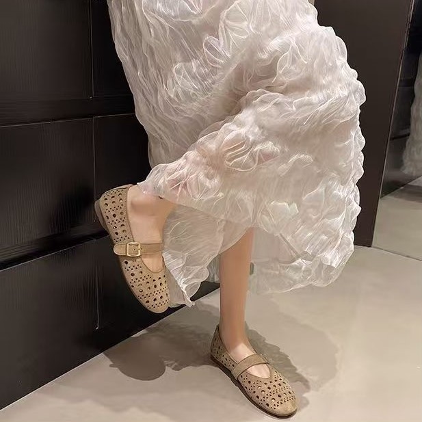 รองเท้าแมรี่เจนสตรี ส้นเป็นโฟมเบาและยืดหยุ่น รองเท้าแตะบัลเล่ต์แบบแบนระบายอากาศ พื้นนุ่ม เหมาะสำหรับหลายโอกาส - รูปที่ 5