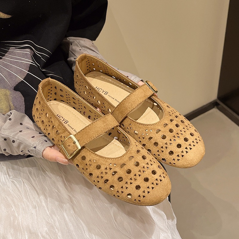 รองเท้าแมรี่เจนสตรี ส้นเป็นโฟมเบาและยืดหยุ่น รองเท้าแตะบัลเล่ต์แบบแบนระบายอากาศ พื้นนุ่ม เหมาะสำหรับหลายโอกาส - รูปที่ 4