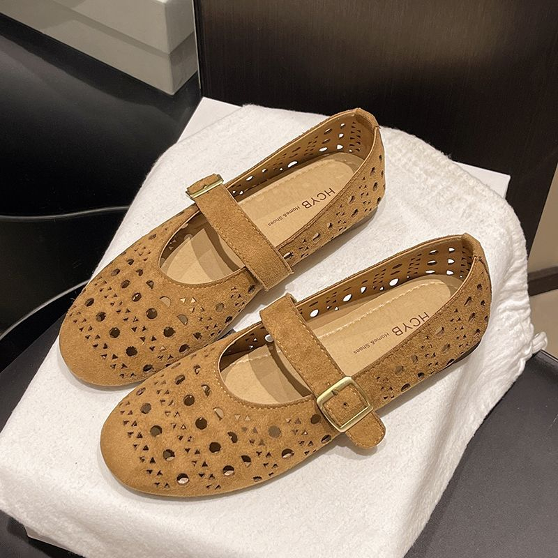 รองเท้าแมรี่เจนสตรี ส้นเป็นโฟมเบาและยืดหยุ่น รองเท้าแตะบัลเล่ต์แบบแบนระบายอากาศ พื้นนุ่ม เหมาะสำหรับหลายโอกาส - รูปที่ 3