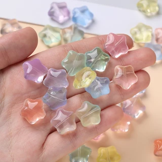 St. Kunkka 10 ชิ้น 15 x 16 มม. ลูกปัดแก้วดาวห้าแฉก สำหรับทำสร้อยข้อมือและสร้อยคอมือเอง