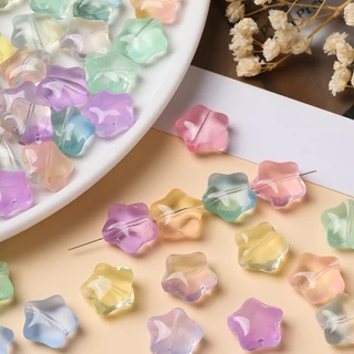 St. Kunkka 10 ชิ้น 15 x 16 มม. ลูกปัดแก้วดาวห้าแฉก สำหรับทำสร้อยข้อมือและสร้อยคอมือเอง