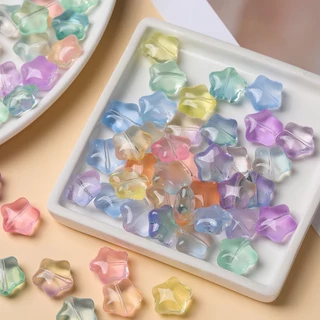 St. Kunkka 10 ชิ้น 15 x 16 มม. ลูกปัดแก้วดาวห้าแฉก สำหรับทำสร้อยข้อมือและสร้อยคอมือเอง