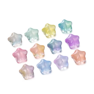 St. Kunkka 10 ชิ้น 15 x 16 มม. ลูกปัดแก้วดาวห้าแฉก สำหรับทำสร้อยข้อมือและสร้อยคอมือเอง