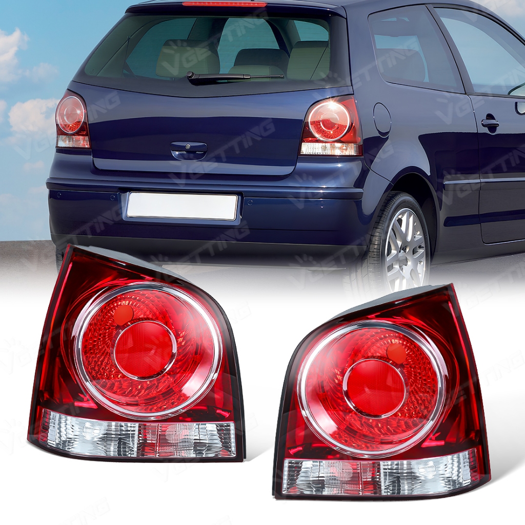 2 ชิ้นไฟท้ายสีดํา/สีแดงด้านหลังไฟเบรคสําหรับ Volkswagen VW Polo 9N 9N3 Hatchback 2006-2010 ไฟท้ายชุด