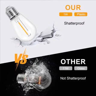 S14 1W LED String หลอดไฟ Equal ถึง 11W E27 ฐาน Vintage Edison พลาสติกกันน้ํากลางแจ้งเปลี่ยนหลอดไฟ Party งานแต่งงาน Decor