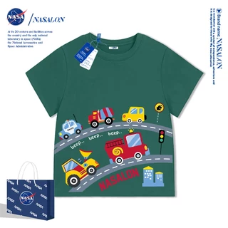 NASA เสื้อยืดเด็ก cotton 100% ลายการ์ตูนรถยนต์ เสื้อยืดเด็กผู้ชาย ใส่สบาย ระบายอากาศดี คุณภาพดี