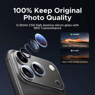 【for iPhone 17 Series】UGREEN ฟิล์มเลนส์กล้องหลังแบบใส แบบคลุมทั้งฐานกล้อง กระจกเลนส์เต็ม 1 ชิ้น สําหรับฟิล์มกระจกกันรอยเลนส์กล้อง iPhone 17 Pro Max iPhone 17 Air
