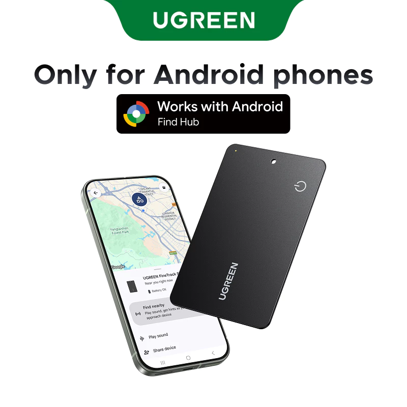 UGREEN สําหรับ Android GPS Bluetooth Tracker แท็กติดตามบลูทูธ FineTrack Slim G Ultra-Slim Wallet Card Finder IP68 กันน้ํา Tracker Card สําหรับกระเป๋าสตางค์ กุญแจ กระเป๋าเดินทาง ทํางานร่วมกับ Google Find อุปกรณ์ของฉัน