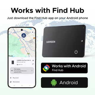 UGREEN สําหรับ Android GPS Bluetooth Tracker แท็กติดตามบลูทูธ FineTrack Slim G Ultra-Slim Wallet Card Finder IP68 กันน้ํา Tracker Card สําหรับกระเป๋าสตางค์ กุญแจ กระเป๋าเดินทาง ทํางานร่วมกับ Google Find อุปกรณ์ของฉัน