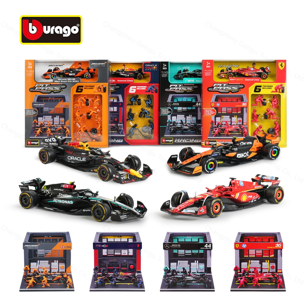 Bburago 1:43 Pit Garage Mercedes-AMG W15 Redbull RB20 Mclaren MCL38 Ferrari 2024 SF24 F1 Raing Charles Leclerc สูตรรถ Static Diecast รุ่น