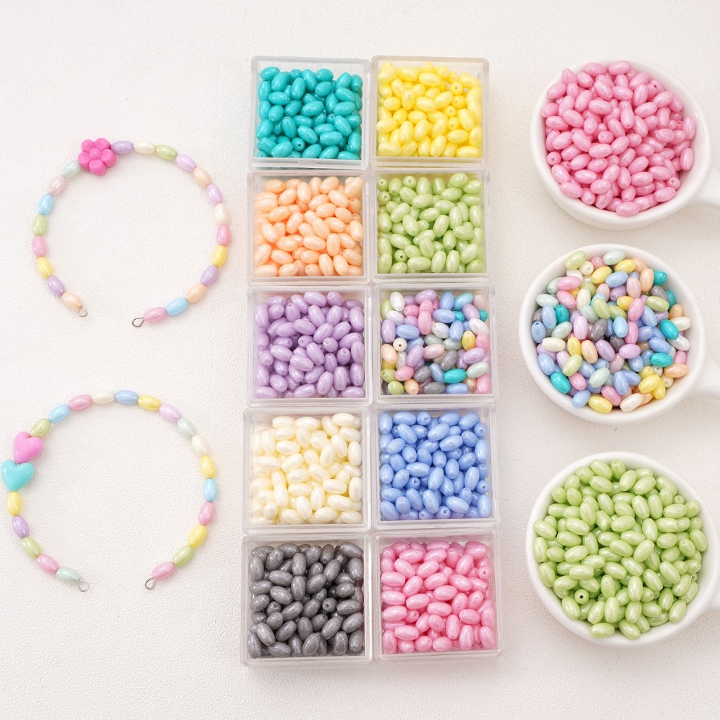 ลูกปัดขอบแก้ว 4x7mm สีทึบครีมสีอบข้าว สำหรับ DIY วัสดุทำสร้อยข้อมือและสร้อยคอมากมาย