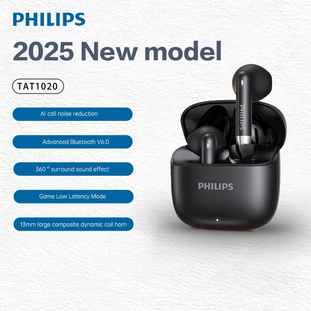 ฟิลิปส์ 1020 หูฟังบลูทูธไร้สายจริงกึ่งในหูสมาร์ทคอลตัดเสียงรบกวนแบตเตอรี่ยาวนานหูฟังตัดเสียงรบกวน
