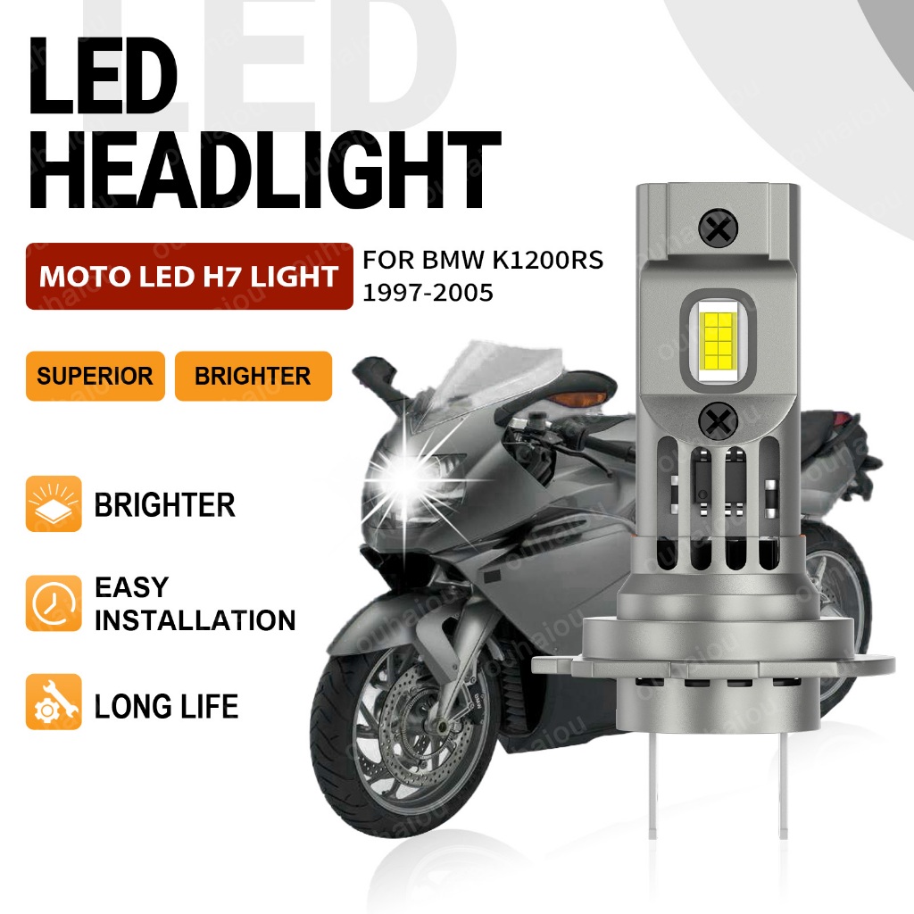 1pcs H7 LED ไฟหน้ารถจักรยานยนต์หลอดไฟ CSP สีขาว 6000K ไฟหน้ารถมอเตอร์ไซด์ Fanless สําหรับ BMW R1200R