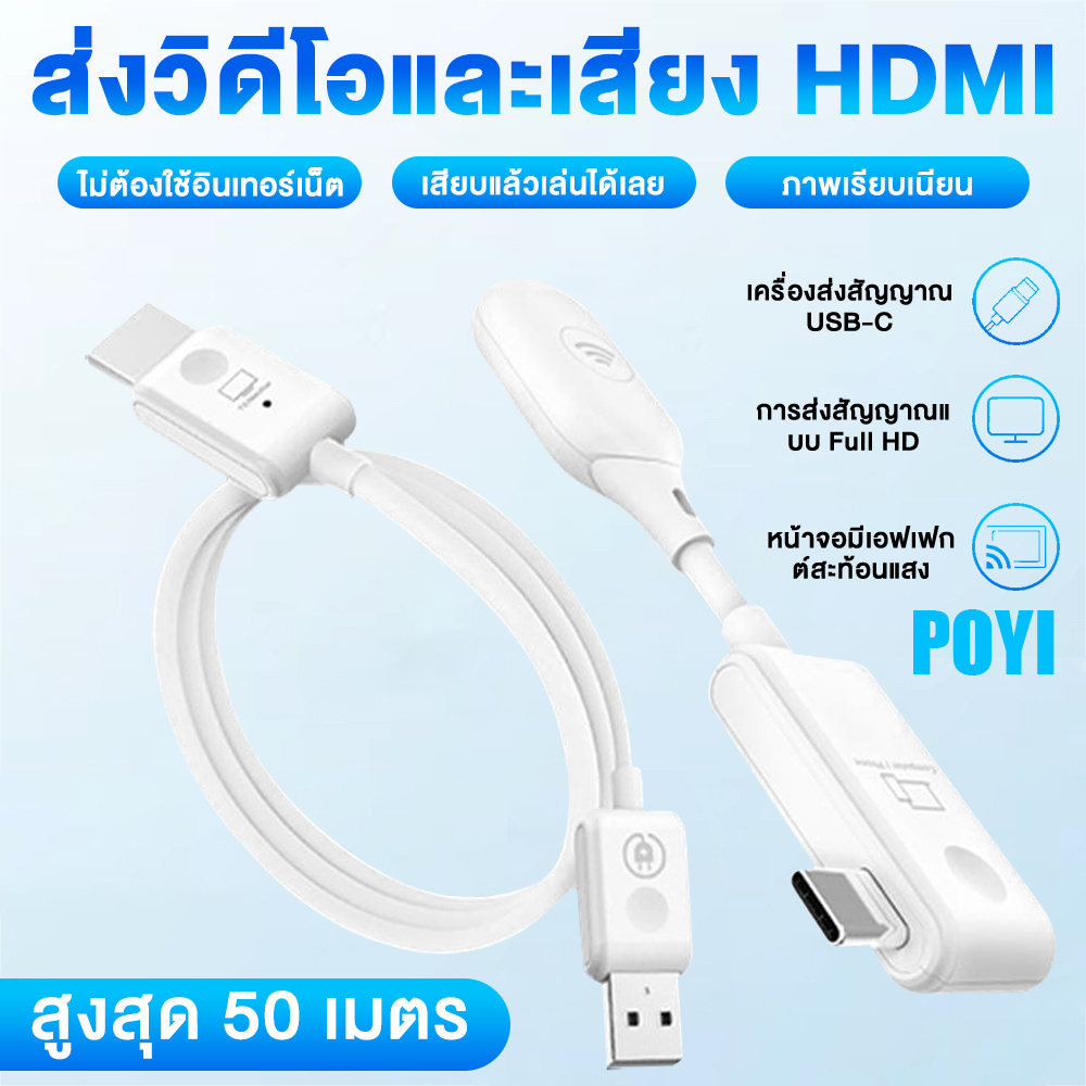 🔥CS7อุปกรณ์แชร์หน้าจอไร้สาย 1080P HDTV to Type-C/HDMI Wireless Transmitter Receiver สะท้อนหน้าจอไร้ส