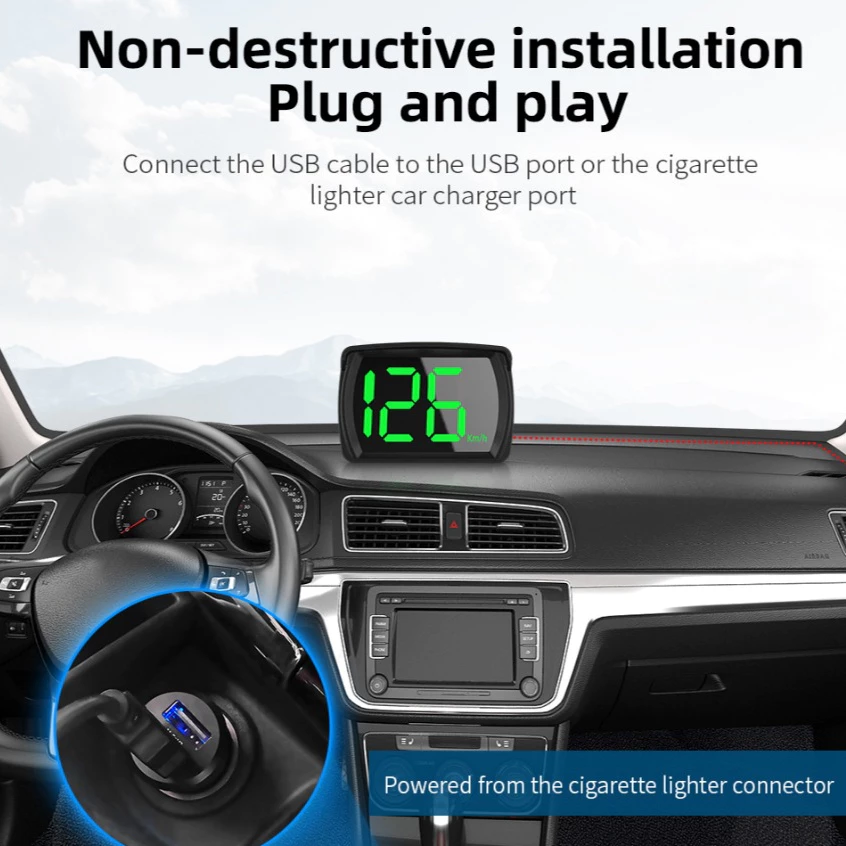 Universal Car Hud GPS Speedometer Head Up Display สําหรับรถยนต์พร้อมปลั๊ก USB ความเร็วและเล่น