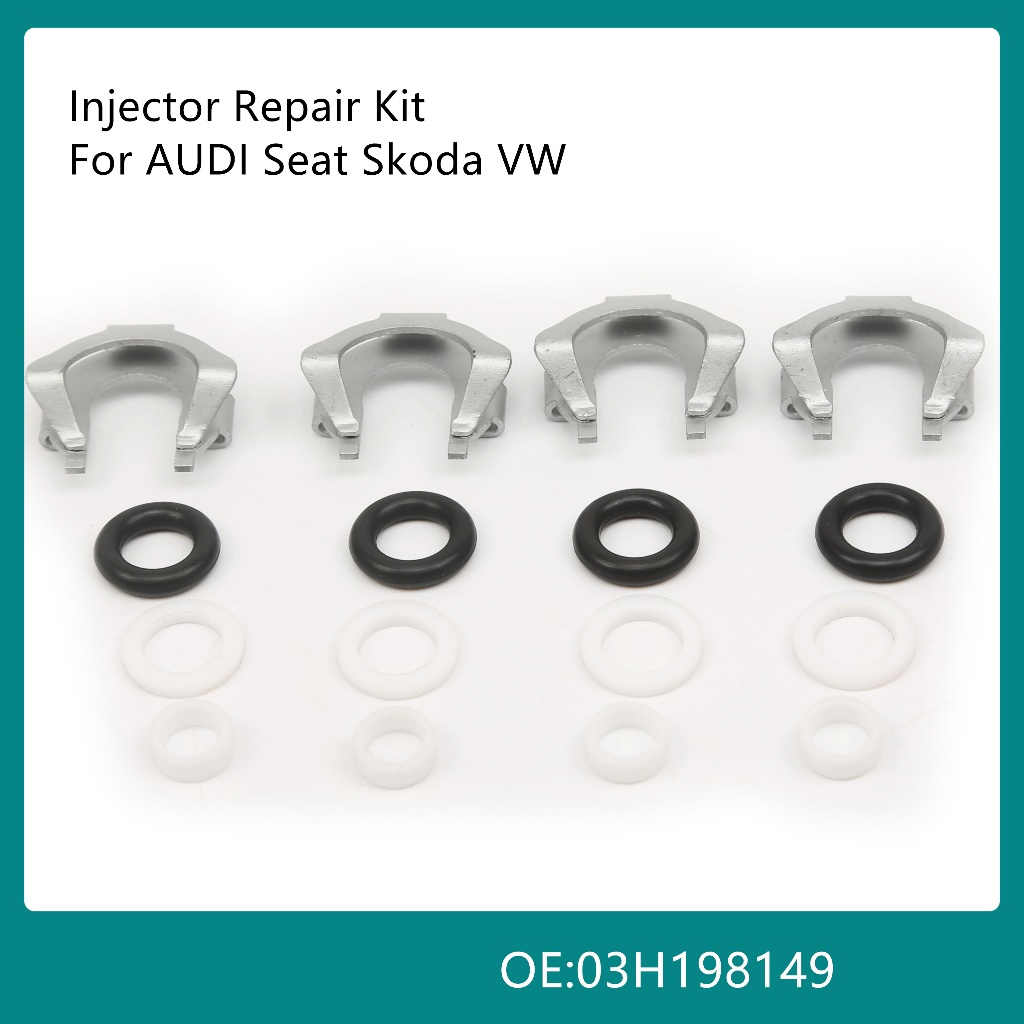 4 ชิ้น 1.2TSI เครื่องยนต์หัวฉีดน้ํามันเชื้อเพลิง O-Ring Seals Kit 03H198149 SET0396 สําหรับ Audi A1 