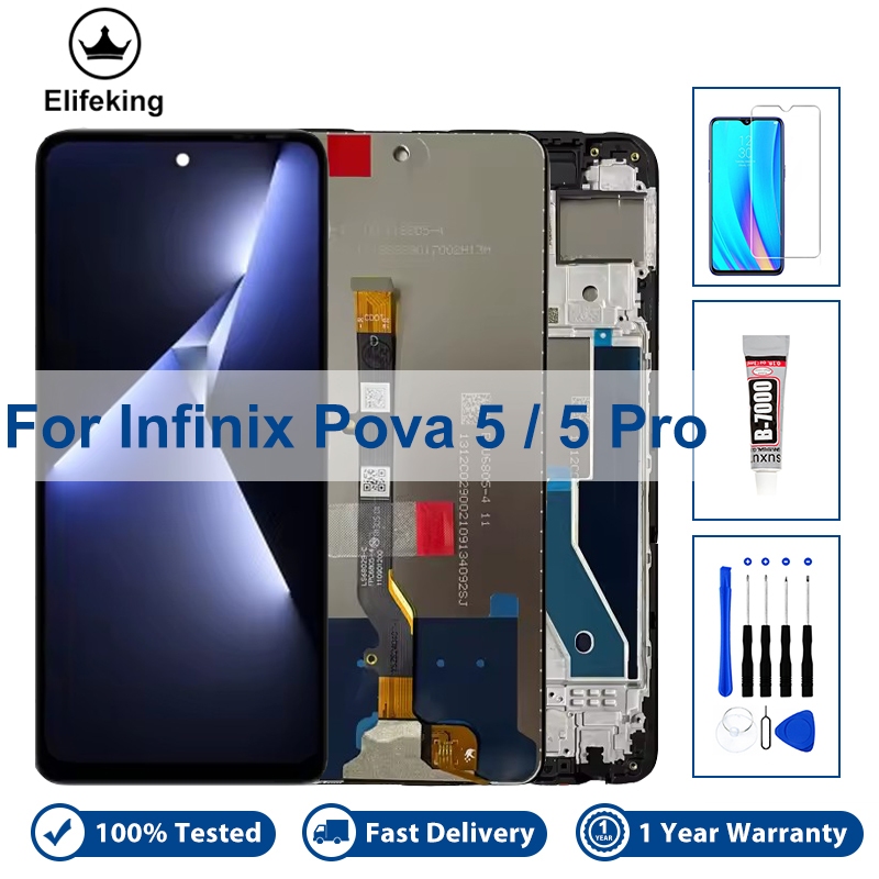 ทดสอบ 100% LCD สําหรับ Infinix Pova 5 LH7n 5 Pro LH8n จอแสดงผลชุดหน้าจอสัมผัสพร้อมการเปลี่ยนกรอบ