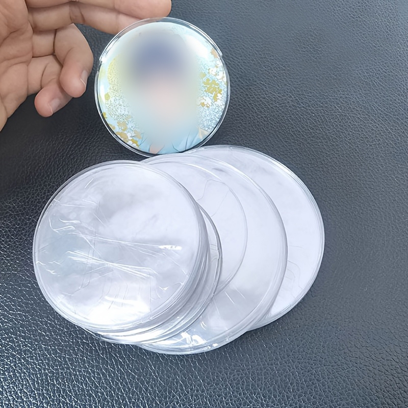 10PCS รอบป้ายป้องกันกรณีโปร่งใส Pins Badgedisplay แขนอะนิเมะป้ายอุปกรณ์ตกแต่ง