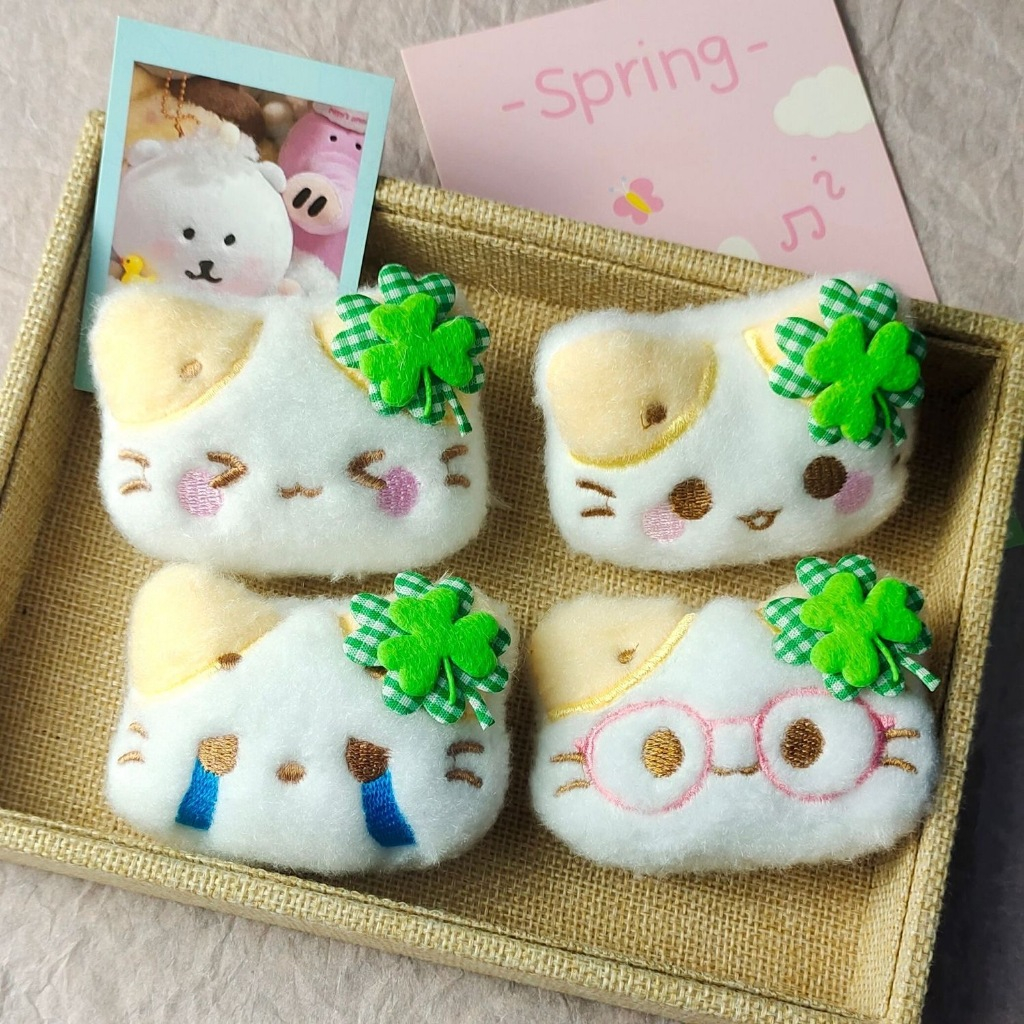 Four-leaf Clover Cotton Cat Plush จี้พวงกุญแจกระเป๋า Charm ของขวัญ - รูปที่ 2