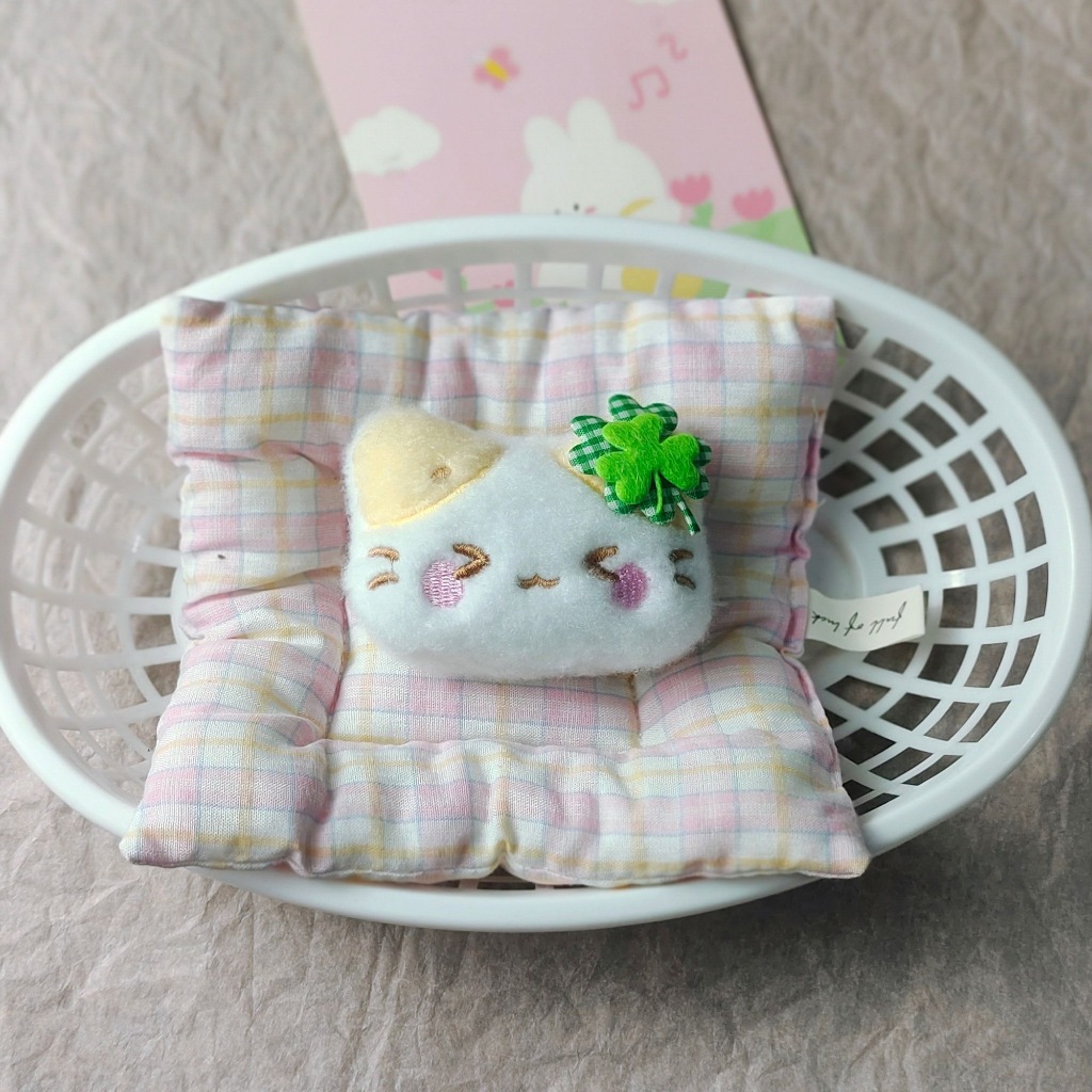 Four-leaf Clover Cotton Cat Plush จี้พวงกุญแจกระเป๋า Charm ของขวัญ - รูปที่ 4