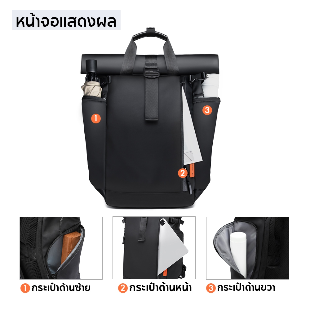FULL DESIGN กระเป๋า เป้ สําหรับผู้ชาย ใส่แล็ปท็อป กันน้ํา ออกแบบเต็มตัว 26L สําหรับทํางาน โรงเรียน - รูปที่ 2
