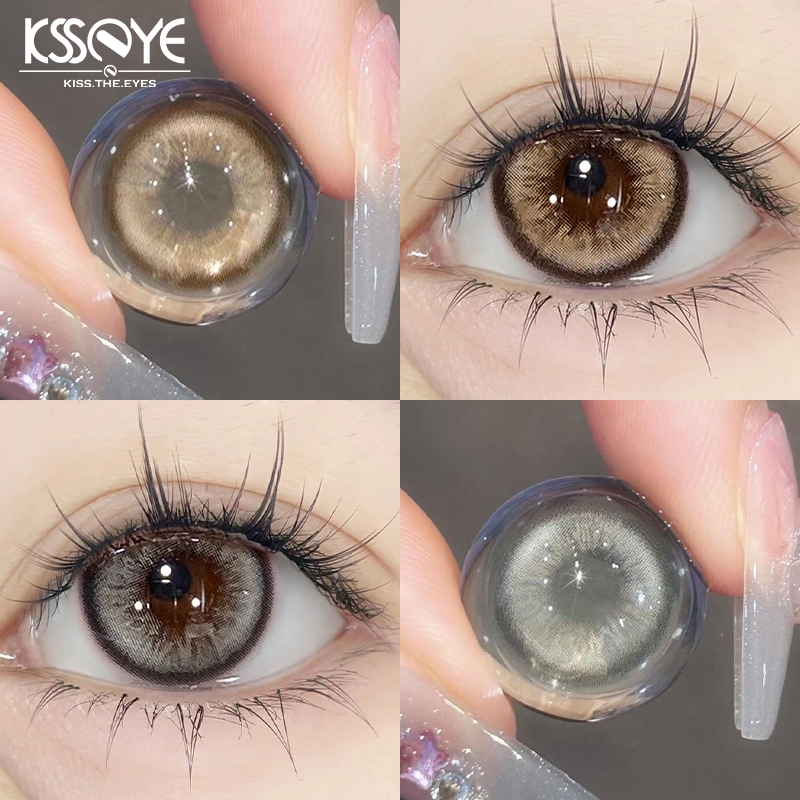 คอนแทคเลนส์ KSSEYE เลนส์ 1 วันใช้ 14.5 มม.สีน้ําตาล/สีเทาธรรมชาตินักเรียน Softlens Eye แต่งหน้า 2 ชิ้นทุกวันคอนแทคเลนส์แบบใช้แล้วทิ้ง