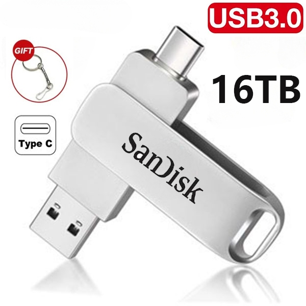แฟลชไดรฟ์ USB 3.0 1T 2TB 4TB 8TB 16TB แฟลชไดรฟ์ USB โลหะความเร็วสูง Type-C ไดรฟ์ปากกาสําหรับ SmartPh