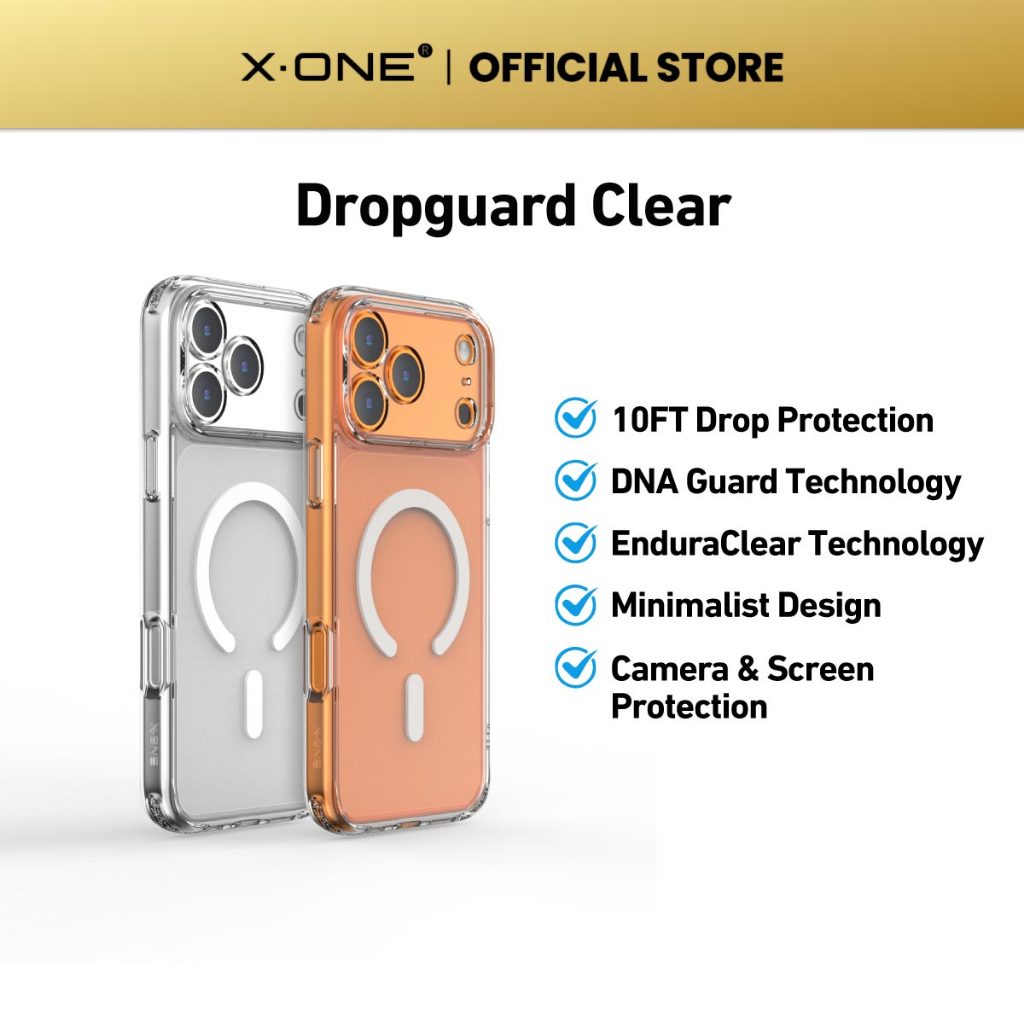 X.One Dropguard Clear with EnduraClear for i phone 17 Pro Max/17 Pro/Air/17 Impact Protection Case
