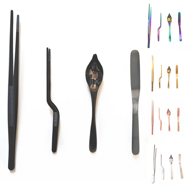 ชุดชุบเชฟ TWEEZERRS แหนบสแตนเลสไม้พาย Offset ชุด Culinary ชุบเบเกอรี่ตกแต่ง BBQ เครื่องมือทําอาหาร