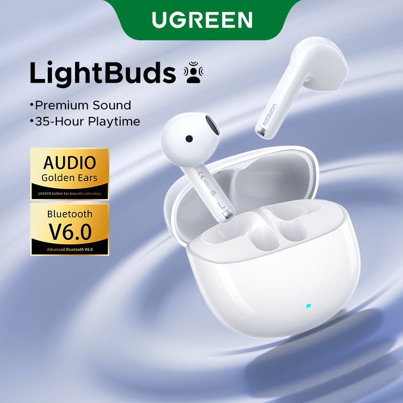 UGREEN LightBuds Bluetooth 6.0 หูฟังชนิดใส่ในหูเวลาเล่น 35 ชม. หูฟังไร้สาย True TWS IPX5 หูฟังบลูทูธกันน้ํา