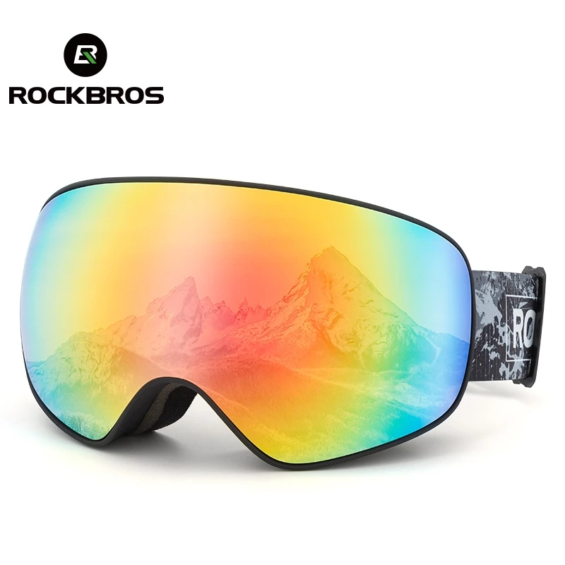 【TH Delivery】ROCKBROS แว่นตาสกี สองชั้น ป้องกันหมอก กันลม สายตาสั้น อุปกรณ์กีฬาหิมะ สําหรับเด็ก ผู้ใหญ่