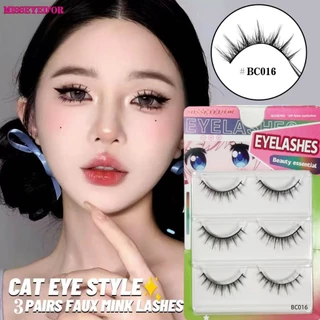 ขนตาปลอม ส่งจากไทย ขนตาปลอมหนานุ่ม ขนตามิงค์เทียม ปลอมธรรมชาติ 3 มิติ รุ่น 3 คู่/กล่อง ทําเอง กาวติดฟรี
