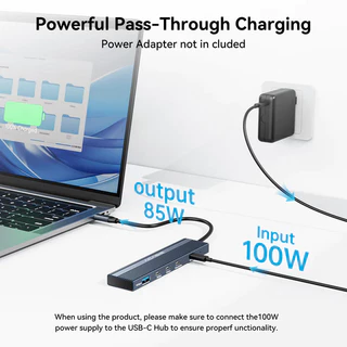 ACASIS USB-C 5-in-1 Docking Station Hub สําหรับแล็ปท็อป USB-C, ประเภท C รองรับ 4K @ 60Hz วิดีโอ/เอาต์พุตข้อมูล, 2 * USB C/USB-A 3.1 10Gpbs รองรับ PD100W ชาร์จสําหรับ Mac และ