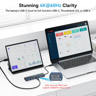 ACASIS USB-C 5-in-1 Docking Station Hub สําหรับแล็ปท็อป USB-C, ประเภท C รองรับ 4K @ 60Hz วิดีโอ/เอาต์พุตข้อมูล, 2 * USB C/USB-A 3.1 10Gpbs รองรับ PD100W ชาร์จสําหรับ Mac และ