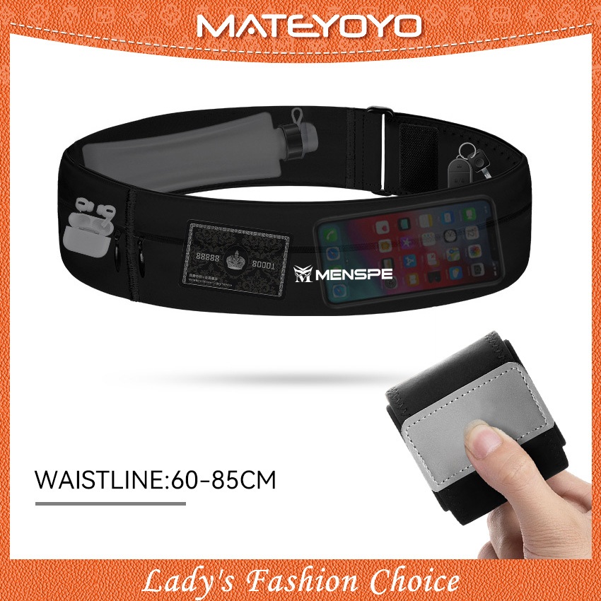 MATEYOYO วิ่งกลางแจ้งอเนกประสงค์ Ultrathin Fit กันน้ํากีฬาเอวแพ็คเข็มขัดจ๊อกกิ้ง Fanny Pack