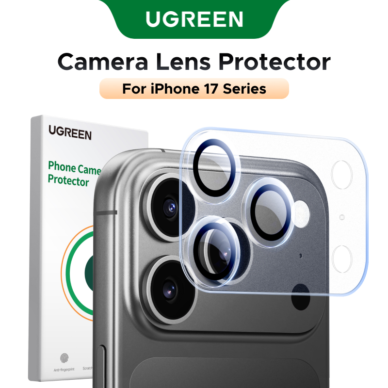 【for iPhone 17 Series】UGREEN ฟิล์มเลนส์กล้องหลังแบบใส แบบคลุมทั้งฐานกล้อง กระจกเลนส์เต็ม 1 ชิ้น สําหรับฟิล์มกระจกกันรอยเลนส์กล้อง iPhone 17 Pro Max iPhone 17 Air
