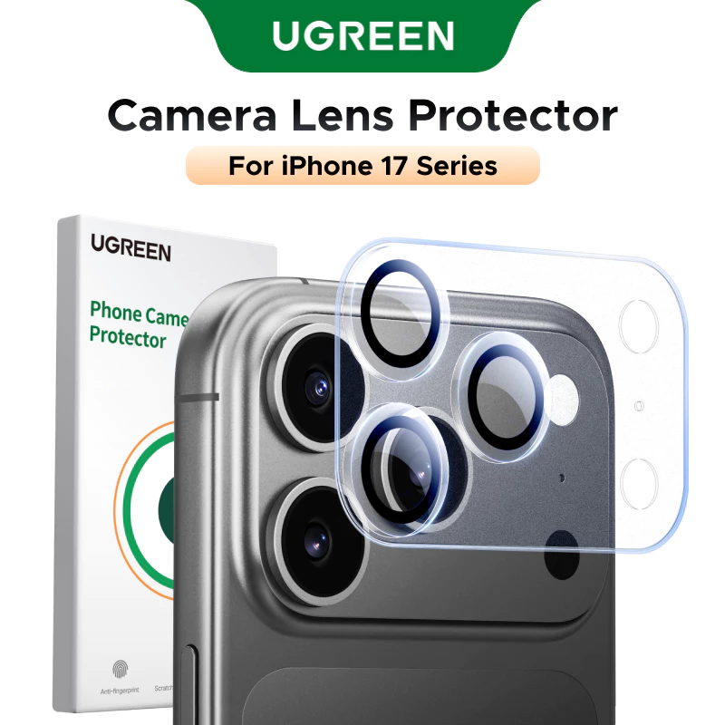 【for iPhone 17 Series】UGREEN ฟิล์มเลนส์กล้องหลังแบบใส แบบคลุมทั้งฐานกล้อง กระจกเลนส์เต็ม 1 ชิ้น สําหรับฟิล์มกระจกกันรอยเลนส์กล้อง iPhone 17 Pro Max iPhone 17 Air