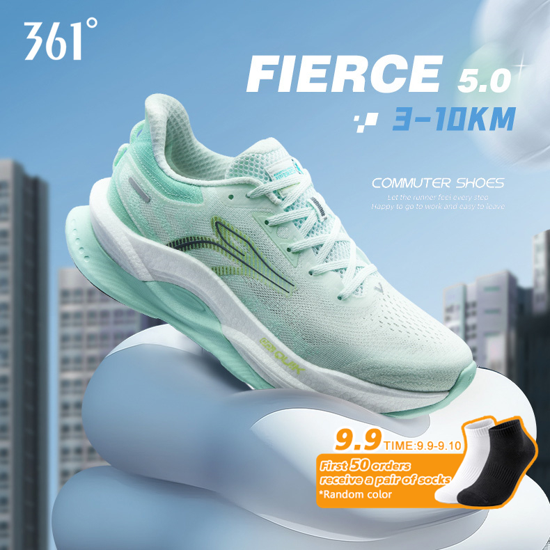 361 Degrees丨Fierce 5.0 Widefoot รองเท้าวิ่งผู้ชาย ดีไซน์ การรองรับแรงกระแทก สวมใส่ง่าย เหมาะสำหรับกา