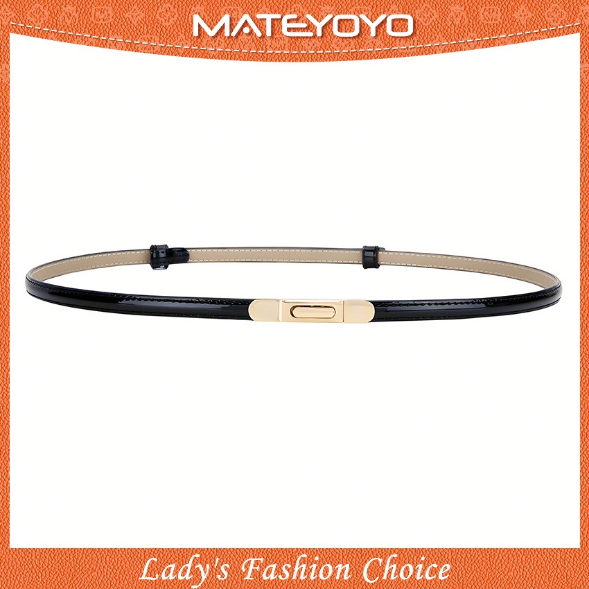 MATEYOYO เข็มขัดผู้หญิงแฟชั่น สไตล์หรูหราพร้อมหัวเข็มขัดทอง ดีไซน์ปรับความยาวสายได้ สำหรับเอว ชุดหรือโค้ท ตกแต่งด้วยหัวเข็มขัดโลหะผสม