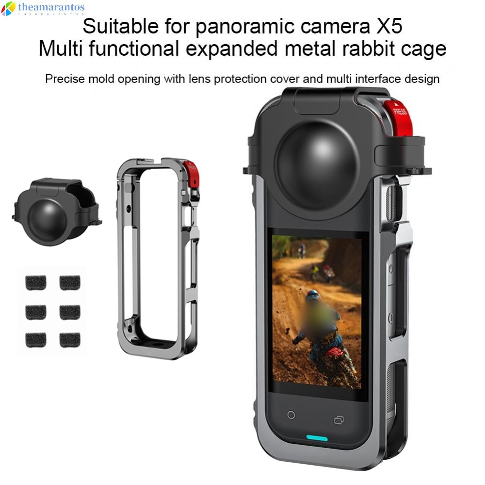 กรงกล้องสําหรับ อินสตาแกรม360 X5 พร้อมฝาปิดอลูมิเนียมและซิลิโคนน้ําหนักเบา