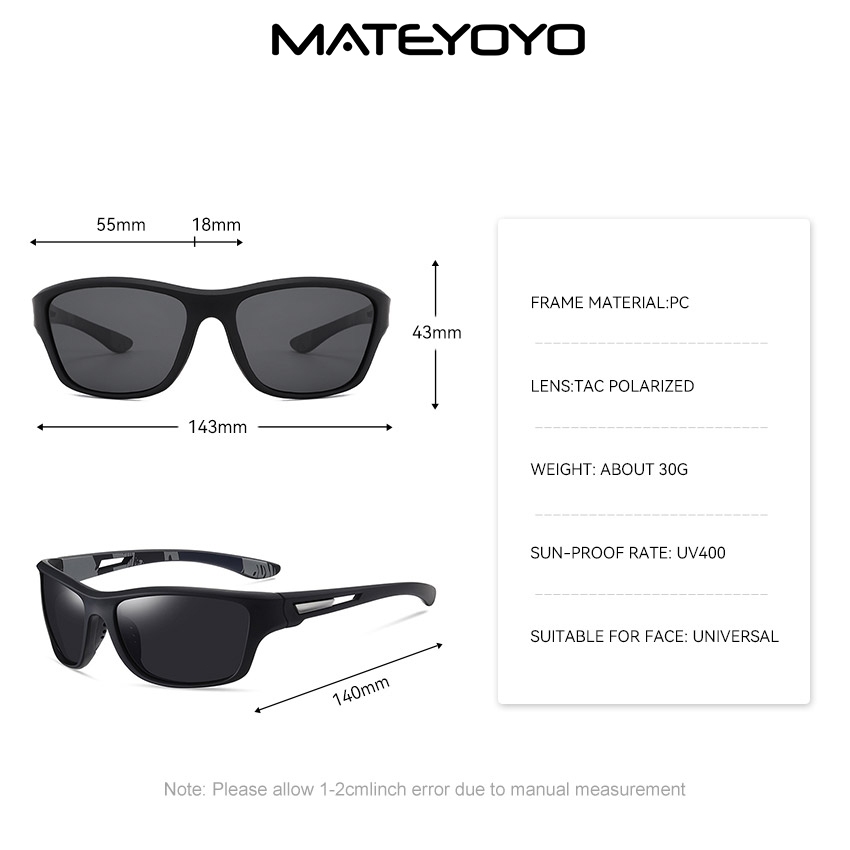 MATEYOYO نظارة شمسية رياضية رجالية مستقطبة UV400 — صورة 6