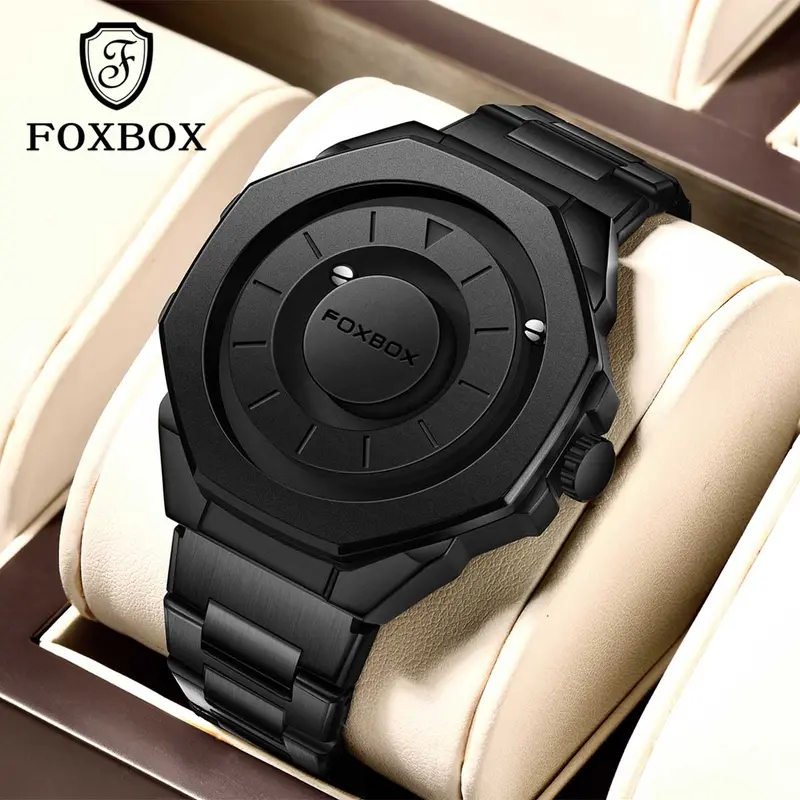 FOXBOX watch men ฟ็อกซ์บ็อกซ์ ใหม่แฟชั่นนาฬิกาผู้ชายสร้างสรรค์เลื่อนลูกปัดควอตซ์บุรุษนาฬิกาสบายๆกันน