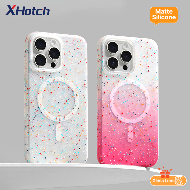 XHotch Ink Splashedซิลิโคนเคสโทรศัพท์แม่เหล็กสําหรับiPhone 16 15 14 13 Pro Max PC + ซิลิโคนDual Protection Matte Skin Antiลายนิ้วมือออกแบบFineกันฝุ่นที่ปลอกด้านล่าง