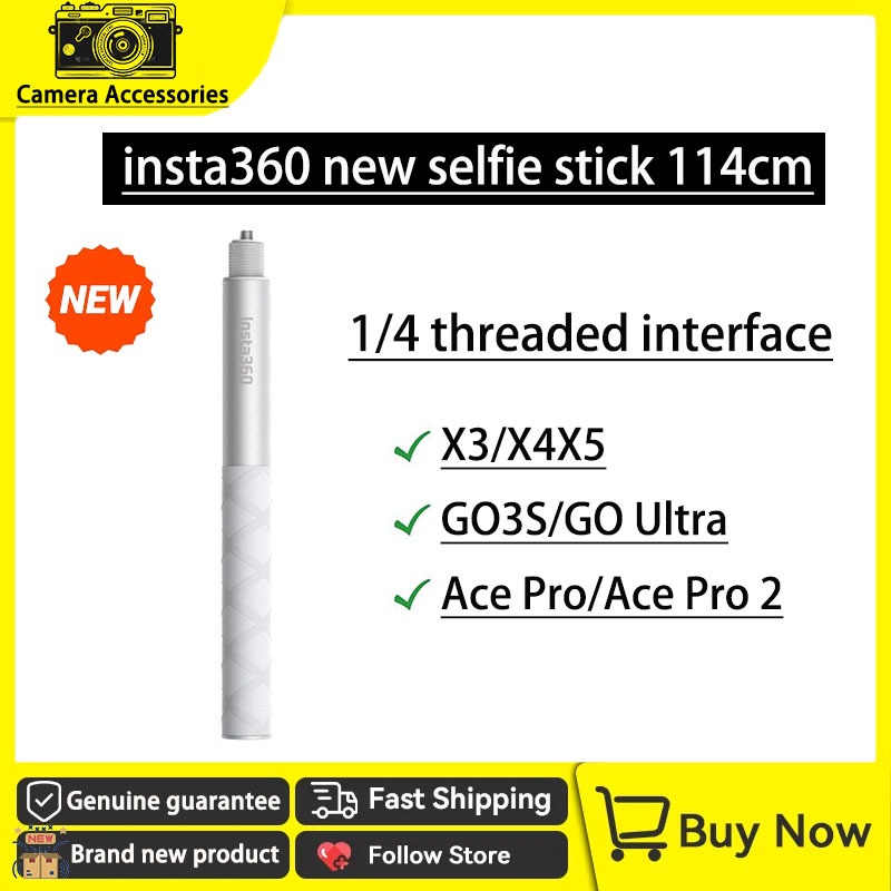 ต้นฉบับใหม่ insta360 114 ซม.ไม้เซลฟี่ที่มองไม่เห็น (สีขาว) สําหรับ X3/X4/X5/GO3 S/GO Ultra/Ace Pro/A